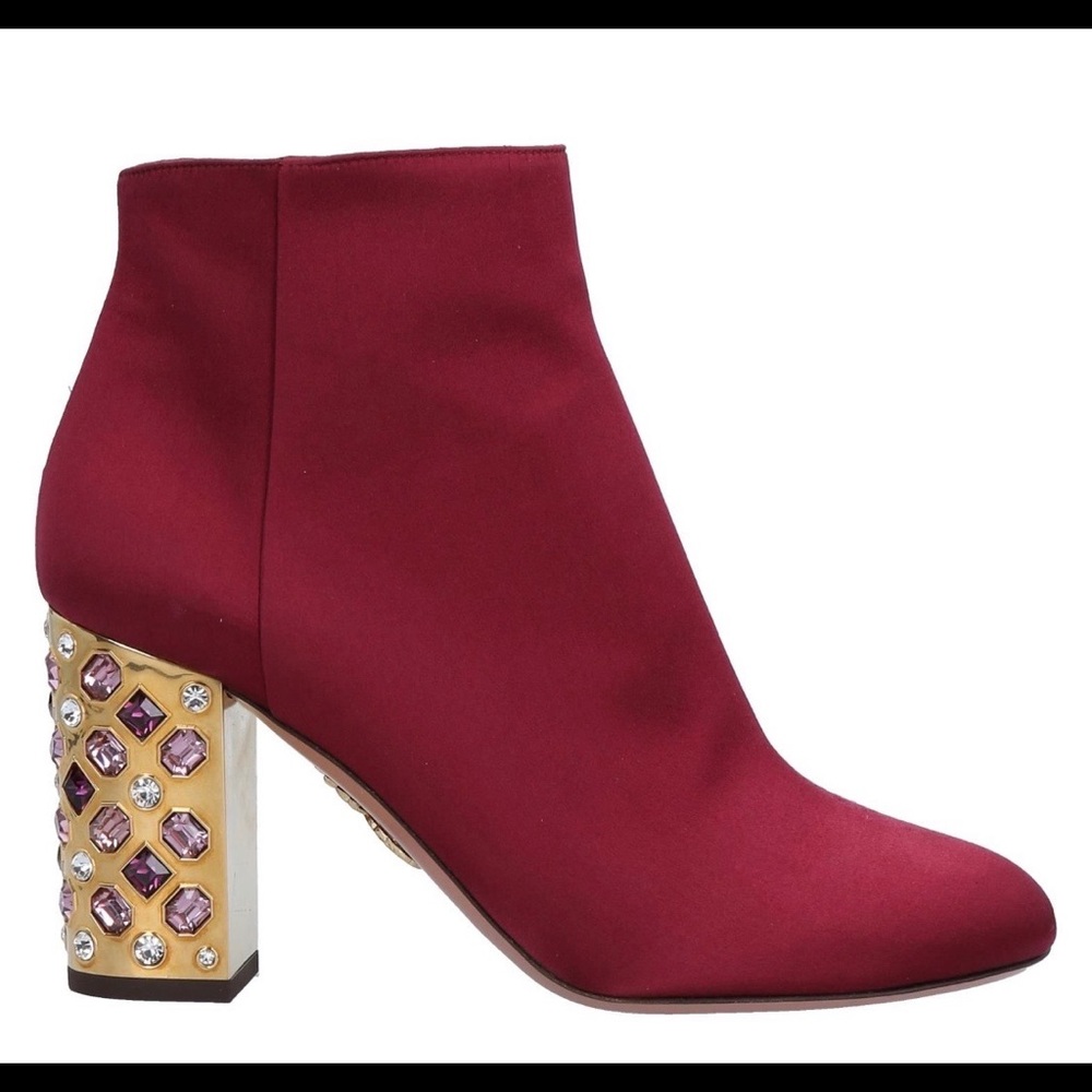 BRAND NEW $1675 Aquazurra Satin Heeled Boots